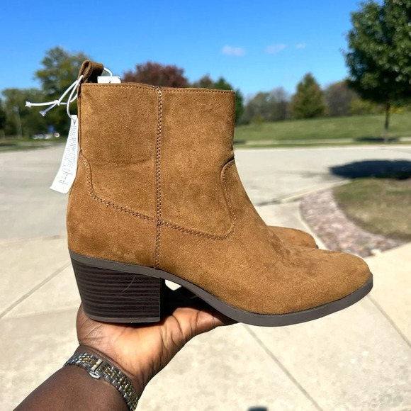 Old Navy Women’s Faux Suede Western Ankle Booties‎ Size 10 Bourbon - Picture 4 of 13